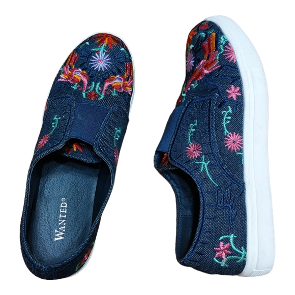 Wanted Slip-on Embroidered Multicolor Sneakers Size 9 - Picture 3 of 9